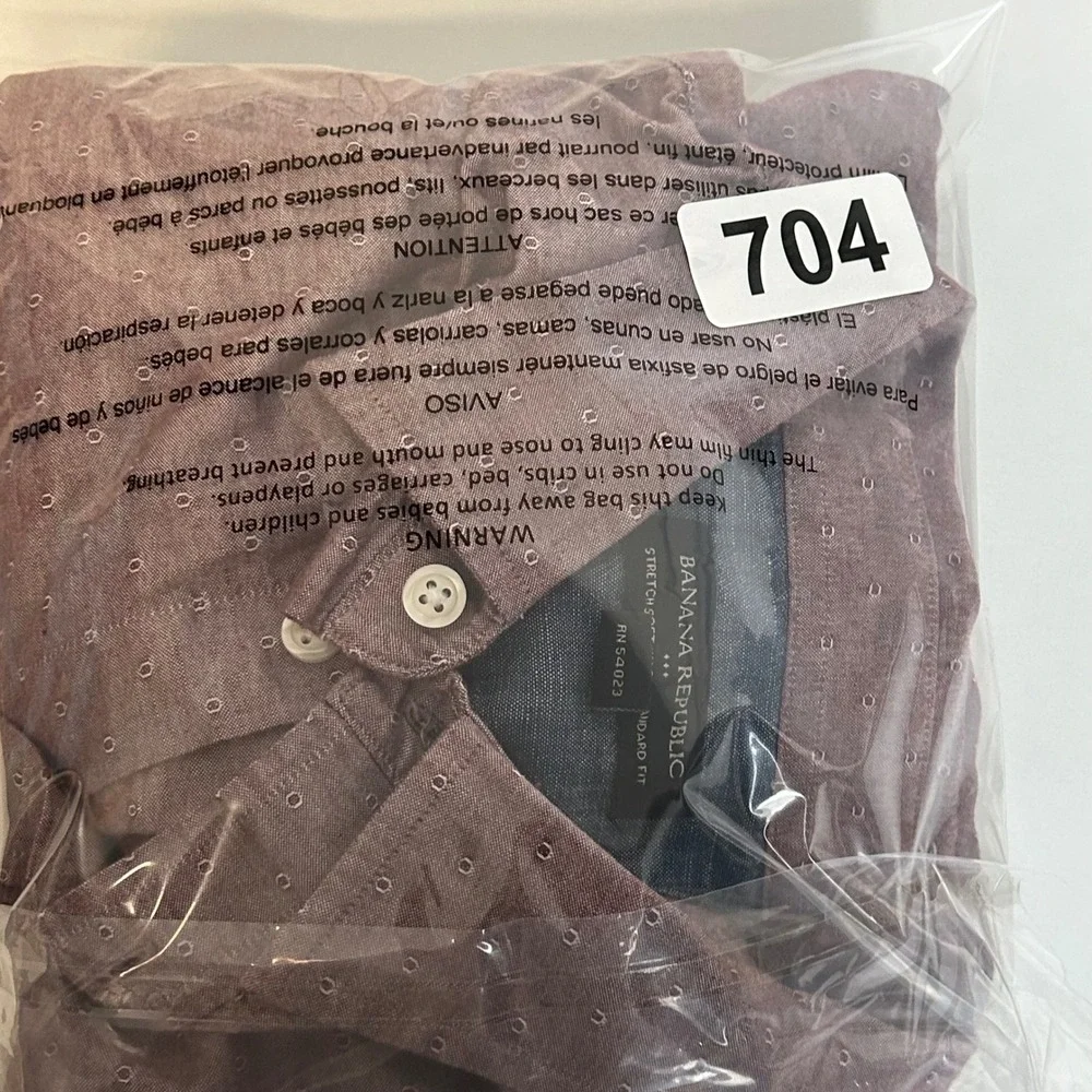 Banana Republic Mens Large Burgundy Micro Dot Soft Wash Standard Fit Shirt L